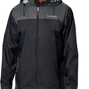 Columbia windbreaker jacket black / gray full zip hoodie Sz l
